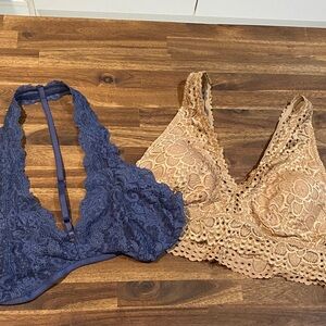 Express Lace Bralettes in Navy and Nude